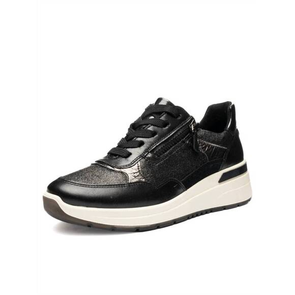 ARA Shoes - NEW ARA women's gardenia sneaker in black/steel/mirror
